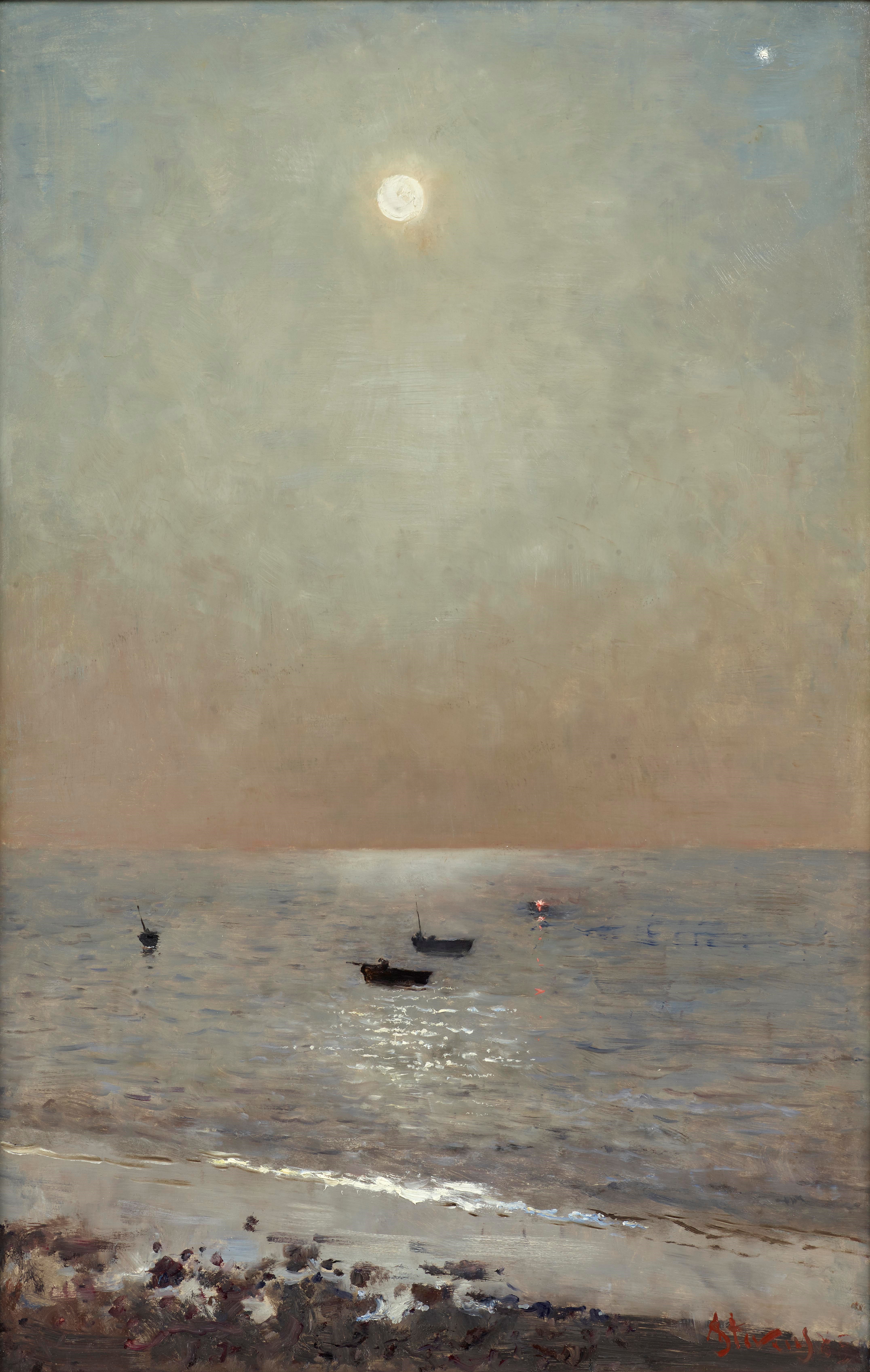 Bord de mer au Havre au clair de lune